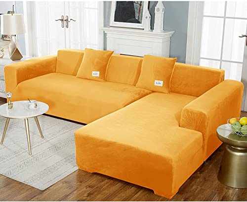 uyeoco Samt Sofabezug L-Form Couchbezug Weich 1 Stück Elastische Lounge-Sessel Sofahusse waschbare Katzen Hunden Möbelschutz (Color : U, Size : 235-300cm) von uyeoco