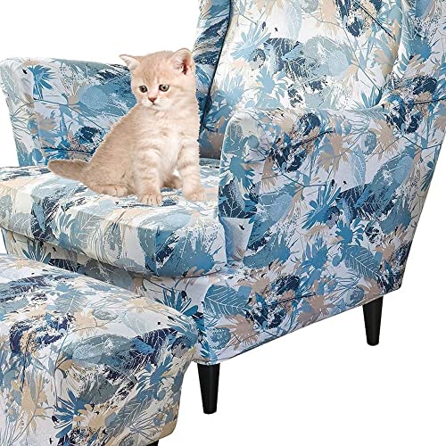 Uyeoco Elastische Sesselüberwürfe 3-teilig - Bezug für Ohrensessel Mit Ottomane - Schonbezug Sesselhusse Stretch Husse (Color : #58) von uyeoco