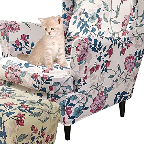 Uyeoco Elastische Sesselüberwürfe 3-teilig - Bezug für Ohrensessel Mit Ottomane - Schonbezug Sesselhusse Stretch Husse (Color : #59) von uyeoco