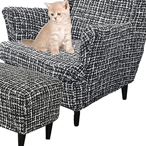 Uyeoco Elastische Sesselüberwürfe 3-teilig - Bezug für Ohrensessel Mit Ottomane - Schonbezug Sesselhusse Stretch Husse (Color : #68) von uyeoco