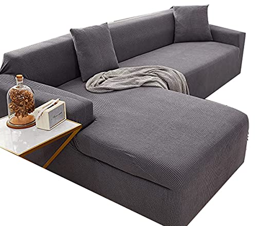 uyeoco Sofabezug Couchbezug Sofa Überwurfdecke L Form/U Form/Ecksofa 3/2/4 Sitzer Sofahusse Beige/Grau rutschfest Sofa Abdeckung Hund Katze Sitzflache Sofaschoner ( Color : R , Size : 90-140cm ) von uyeoco