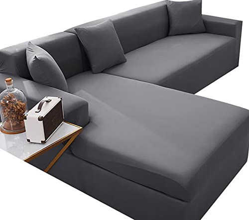 uyeoco Sofabezug Couchbezug Sofa Überwurfdecke L Form/U Form/Ecksofa 3/2/4 Sitzer Sofahusse Beige/Grau rutschfest Sofa Abdeckung Hund Katze Sitzflache Sofaschoner ( Color : D , Size : 235-300cm ) von uyeoco