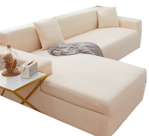 uyeoco Sofabezug Couchbezug Sofa Überwurfdecke L Form/U Form/Ecksofa 3/2/4 Sitzer Sofahusse Beige/Grau rutschfest Sofa Abdeckung Hund Katze Sitzflache Sofaschoner (Color : I, Size : 190-230cm) von uyeoco