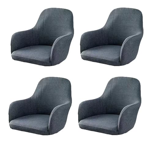 uyeoco Stretch Stuhlbezug Samt 4er Set 2er Set,Stuhlüberzug Mit Armlehne Weiß Grau,Elastische Flanell Stuhlabdeckungen Stuhlhussen Bezug Stuhl Überwurf Schonbezug Bürostuhl (Color : B, Size : 4pcs) von uyeoco