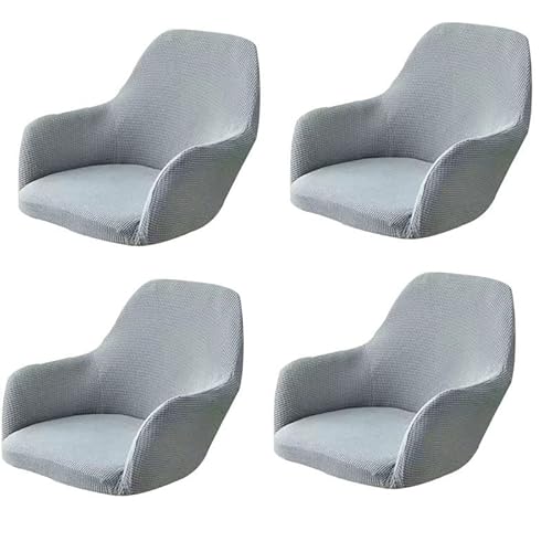 uyeoco Stretch Stuhlbezug Samt 4er Set 2er Set,Stuhlüberzug Mit Armlehne Weiß Grau,Elastische Flanell Stuhlabdeckungen Stuhlhussen Bezug Stuhl Überwurf Schonbezug Bürostuhl (Color : C, Size : 4pcs) von uyeoco