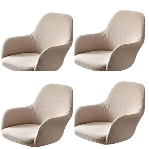 uyeoco Stretch Stuhlbezug Samt 4er Set 2er Set,Stuhlüberzug Mit Armlehne Weiß Grau,Elastische Flanell Stuhlabdeckungen Stuhlhussen Bezug Stuhl Überwurf Schonbezug Bürostuhl (Color : F, Size : 4pcs) von uyeoco