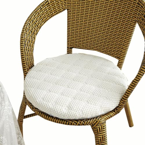 uyeoco Stuhlkissen Rund mit bändern, 30/35/40/50/45cm für Esszimmer Küche Gartenstühle Dick rutschfest für den Außenbereich Boden Sitzkissen Matte Bürostuhl Kissen Waschbar(Beige,1PC_50CM (19.7IN)) von uyeoco