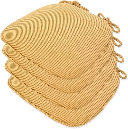 uyeoco Stuhlkissen mit Bändern (43 * 41cm) 1/2/4/6er Set Outdoor/Innen Sitzkissen Stuhl rutschfest Sitzauflage Sitzpolster halbrund für Stühle in Haus/Garten/Büro/Esszimmerstuhl(A7,4pcs) von uyeoco