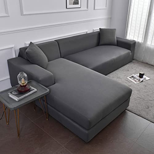 uyeoco Wasserdicht Sofabezug L U Form Sofa überwurf Ecksofa Couchbezug 1/2/3/4 Sitzer Stretch Sofabezüge Sofahusse Beige/Grau/Braun/Hellgrau Couch Bezug (Color : C, Size : 235-300cm) von uyeoco