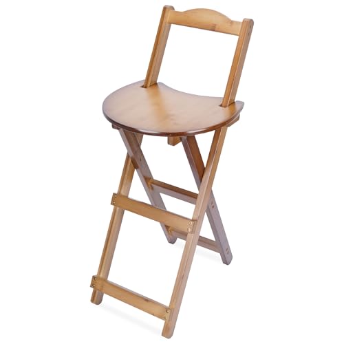 uyoyous Barhocker klappbarer Küchenstuhl aus Bambus mit Rückenlehne und Fußstütze für Küche und Hausgartenbar, 61 cm Sitzhöhe, Dunkelbraun von uyoyous