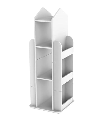 uyoyous Drehbares Kinder-Bücherregal, 3 Etagen, Kinder-Bücherregal, 360° drehbares Eck-Bücherregal mit Aufbewahrung, Bodenstehend, Holzschloss, Kinder-Bücherregale, Display-Organizer für Kleinkinder von uyoyous