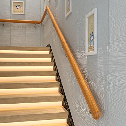 uyoyous Handlauf Holz, Treppengeländer Innen Holz, Wandhandlauf Treppe Buche Geländer Länge 100cm mit 2 Edelstahlhalter von uyoyous