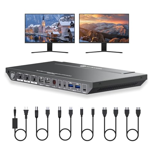 AV Access 4K KVM Switch Dock 3 PC 2 Monitors, 4K HDMI Dual Monitor,Type-C 65W Charging for Laptop, Ethernet, EDID, Hotkey Switch, USB-C,USB 3.0 AV Access 4K KVM Switch Dock 3 PC 2 Monitors, 4K HDMI Dual Monitor,Type-C 65W Charging for Laptop, Ethernet, EDID, Hotkey Switch, USB-C,USB 3.0 von v AV Access