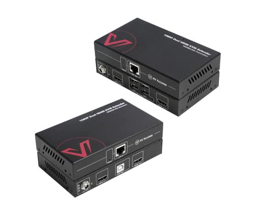 AV Access HDMI KVM Extender Lan Ethernet RJ45 2 Monitor Over Cat5e/6/6a/7 Cable bis zu1080p@60Hz 60m, Zero Latency Extended Dual View, 4 USB 2.0 Ports für Tastatur/Maus, HDCP 1.4, PoC, 1 in 2 out AV Access HDMI KVM Extender Lan Ethernet RJ45 2 Monitor Over Cat5e/6/6a/7 Cable bis zu1080p@60Hz 60m, Zero Latency Extended Dual View, 4 USB 2.0 Ports für Tastatur/Maus, HDCP 1.4, PoC, 1 in 2 out von v AV Access