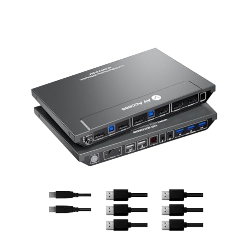 AV Access KVM Switch 2 Computer 2 Monitore DisplayPort 8K@60Hz 4K@165hz/144hz,DP KVM Switch Dual Monitors mit USB 3.0 Ports, Audio Out IR Remote, mit allen Kabel AV Access KVM Switch 2 Computer 2 Monitore DisplayPort 8K@60Hz 4K@165hz/144hz,DP KVM Switch Dual Monitors mit USB 3.0 Ports, Audio Out IR Remote, mit allen Kabel von v AV Access