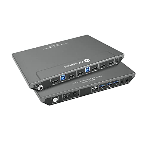 AV Access KVM Switch 2 PC 2 Monitore, 4K@60Hz, 2K@144Hz, 1080P@240Hz, 4 USB 3.0 Ports HDMI KVM Switch Dual Monitor, Ultrabreiter Bildschirm Keyboard Mouse Hotkey Switch, HDMI 2.0 mit 2 USB Kabeln AV Access KVM Switch 2 PC 2 Monitore, 4K@60Hz, 2K@144Hz, 1080P@240Hz, 4 USB 3.0 Ports HDMI KVM Switch Dual Monitor, Ultrabreiter Bildschirm Keyboard Mouse Hotkey Switch, HDMI 2.0 mit 2 USB Kabeln von v AV Access