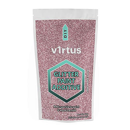 V1rtus Light Rose Gold Glitter Farbe Kristall Additive 100g / 3,5 Unzen - 1/128" .008" 0,2mm - für Acryl, Latex, Emulsion - Verwendung Innen/Außen - Wand, Decke, Holz, Metall, Lack, Dead Flat, Matt von v1rtus