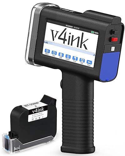 v4ink BENTSAI Handdrucker BT-HH6105B2 Hand-Tintenstrahldrucker mit 10,9 cm LED-Touchscreen, Datumscoder, Chargennummer-Drucker bei 12,7 mm Druckhöhe für jede Oberfläche von v4ink