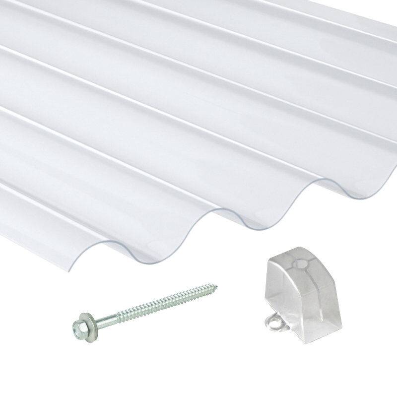 PVC | Terrassendach-Set | Sinusplatte | 177/51 | Profil 6 | 1,4 mm | klarbläulich von Friedrich von Lien AG