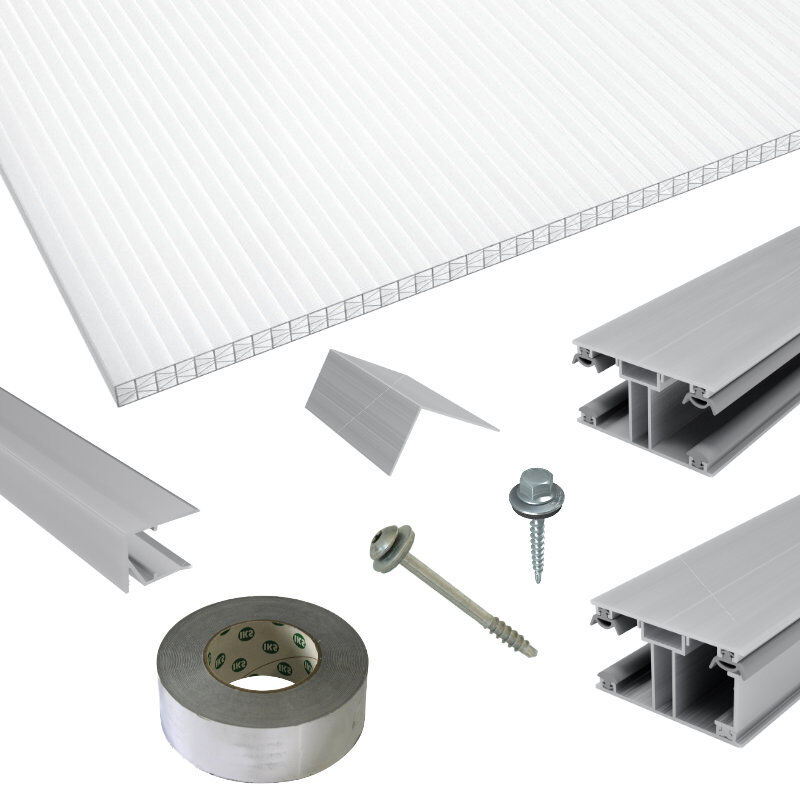 Polycarbonat Stegplatten | Terrassendach-Set | ECO Verlegeprofil | 16 mm | X-Struktur | glasklar Polycarbonat Stegplatten | Terrassendach-Set | ECO Verlegeprofil | 16 mm | X-Struktur | glasklar von Friedrich von Lien AG