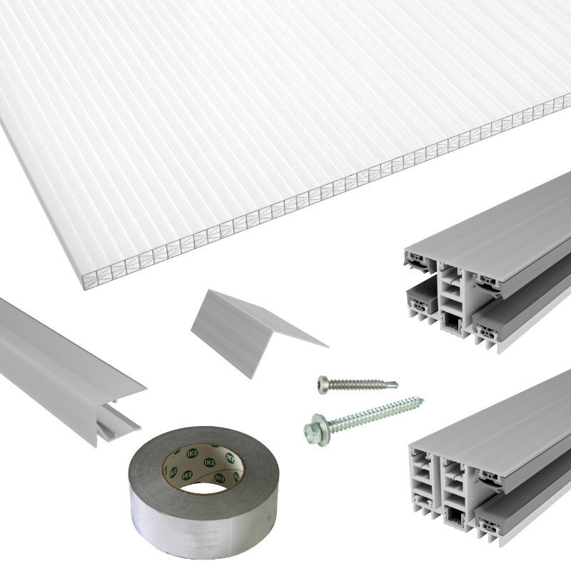 Polycarbonat Stegplatten | Terrassendach-Set | Mendiger Thermo Verlegeprofil | 16 mm | X-Struktur | glasklar Polycarbonat Stegplatten | Terrassendach-Set | Mendiger Thermo Verlegeprofil | 16 mm | X-Struktur | glasklar von Friedrich von Lien AG