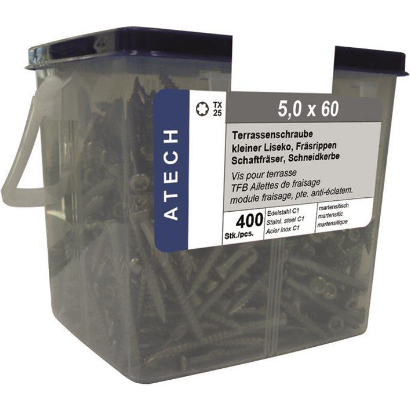 Terrassenschrauben 5 mm TORX Edelstahl C1 400 Stck im Eimer Terrassenschrauben 5 mm TORX Edelstahl C1 400 Stck im Eimer von Baustoffhandel Carstensen