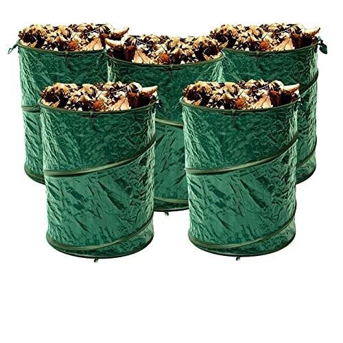 VABIONO Gartensäcke Popup Gartentasche 3-6 Stück à 130 ltr Laubsack Gartenabfallsack (5er Set) von vabiono