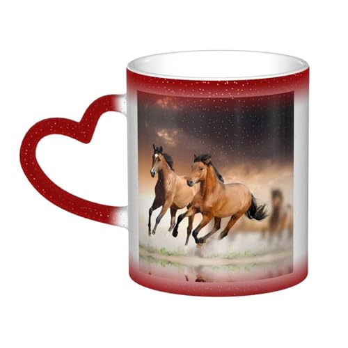 vacsAX Pferde Farbwechsel-Tasse im Himmel – Zaubertasse mit individuellem Design und hitzeempfindlicher Keramik-Technologie von vacsAX