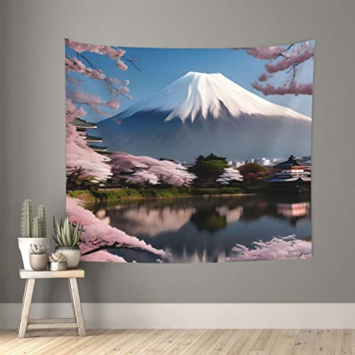 vacsAX Tapisserie Mt. Fuji im frühen Frühling, Kunstdruck, Wandbild für Schlafzimmer, Wohnzimmer, Wohnheim, Heimdekoration, 152 x 130 cm von vacsAX