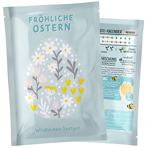 valeaf Blumensamen Wildblumenwiese I Blumen Saatgut als Ostergeschenk, Ostergras Samen I Blumen Samen Oster Geschenk u. Oster Geschenk Kinder I Wildblumen Samen I Blumensamen Tütchen für Blumenwiese von valeaf