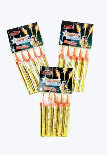 Keller 30 Sek. Tortenfontäne Zimmerfontäne Fantasy Eissterne Zaubersterne Eisfontäne Traumsterne mit Goldener Flamme für Verlobung Hochzeit Geburtstag Kinder und Deko für Kuchen Torten Gold (15) von vama