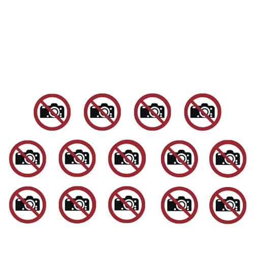 14 Aufkleber Fotografieren verboten P029 - ø 5 cm - UV- und witterungsbeständig - ISO 7010 - nachhaltig - Verbotszeichen Verbotsschild Schild (9,5 cm, Fotografieren verboten) von vamani