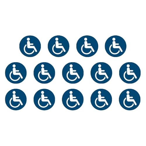 vamani 14 Aufkleber Rollstuhlfahrer Rollstuhl - ø 9,5cm - UV- und witterungsbeständig - ISO 7010 - nachhaltig - Gebotszeichen Schild (9,5 cm, Rollstuhlfahrer) von vamani