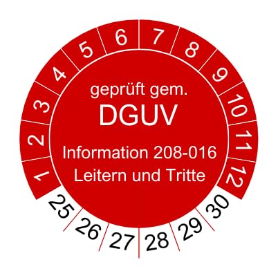 20 Prüfplaketten Leitern und Tritte 2024-30mm - 2025-2030 - nachhaltig - rot - Aufkleber Prüfaufkleber Prüfetiketten (20 Stück) von vamani