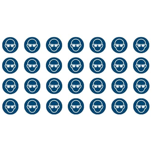 vamani 28 Augenschutz Schutzbrille Aufkleber - M004 - UV- und witterungsbeständig - ISO 7010 - nachhaltig - Gebotszeichen Schild (5 cm, Schutzbrille) von vamani