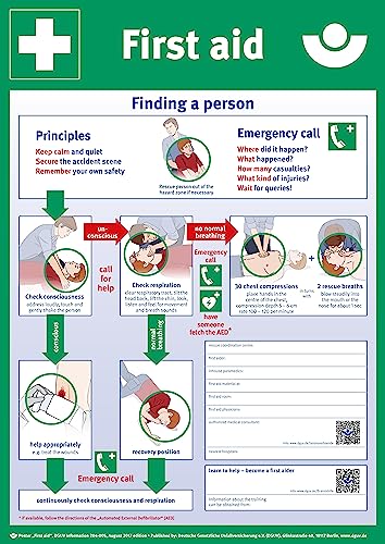 First Aid Poster/Erste Hilfe Plakat in englisch - gefalzt/folded - DIN A2 von vamani