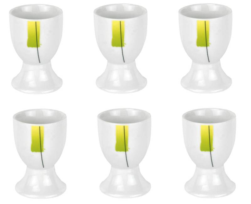 van Well Eierbecher 6er Set Eierbecher Manhattan 4,8cm Porzellan weiß mit Dekor von van Well