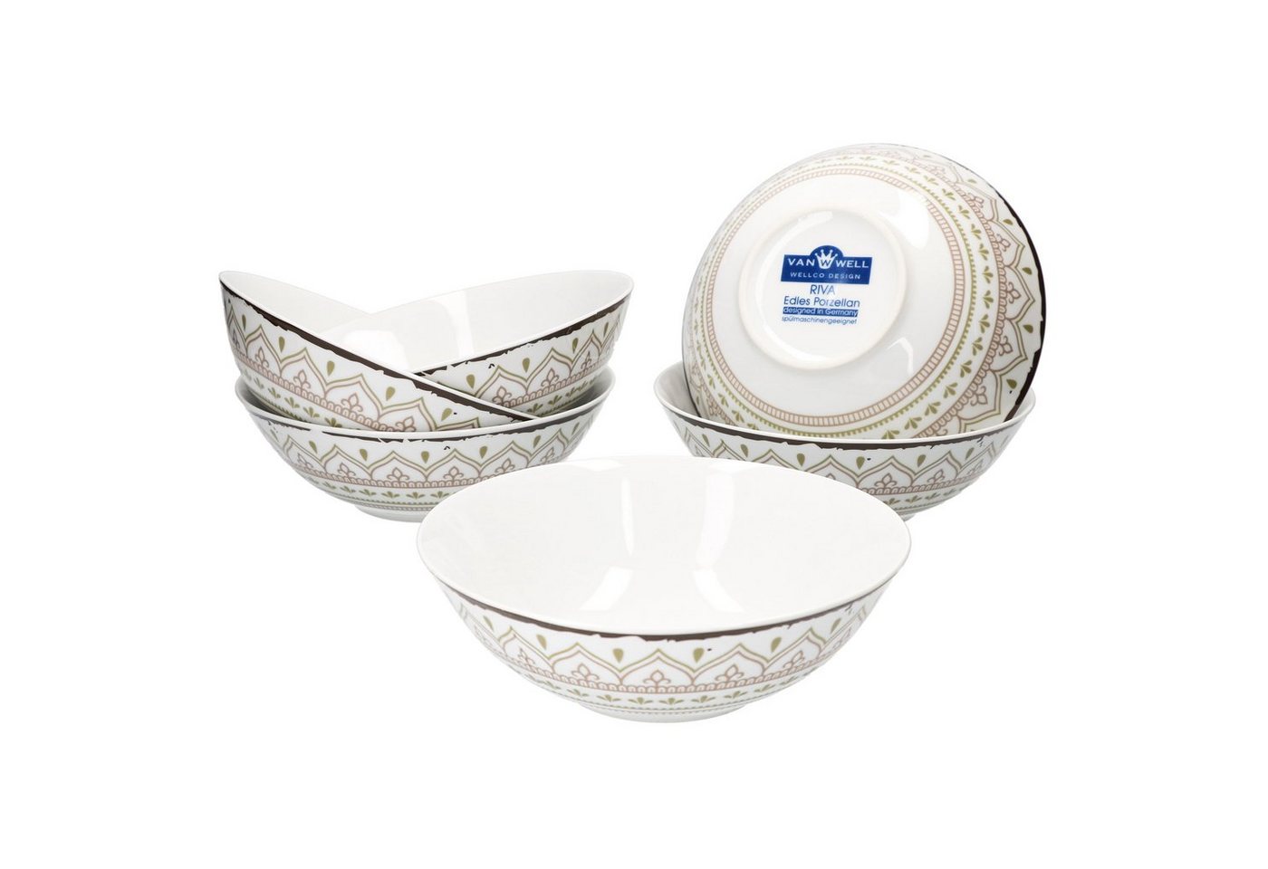 van Well Müslischale 6er Set Müslischale Riva 18cm Porzellan, Porzellan van Well Müslischale 6er Set Müslischale Riva 18cm Porzellan, Porzellan von van Well