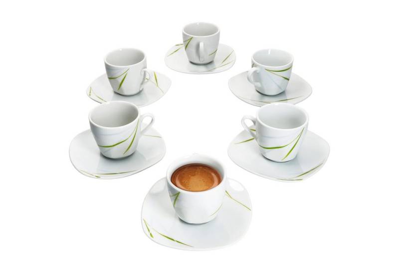 van Well Tasse 6er Set Espressotasse 10cl mit Espressountertasse 12,1cm Aviva, Porzellan van Well Tasse 6er Set Espressotasse 10cl mit Espressountertasse 12,1cm Aviva, Porzellan von van Well