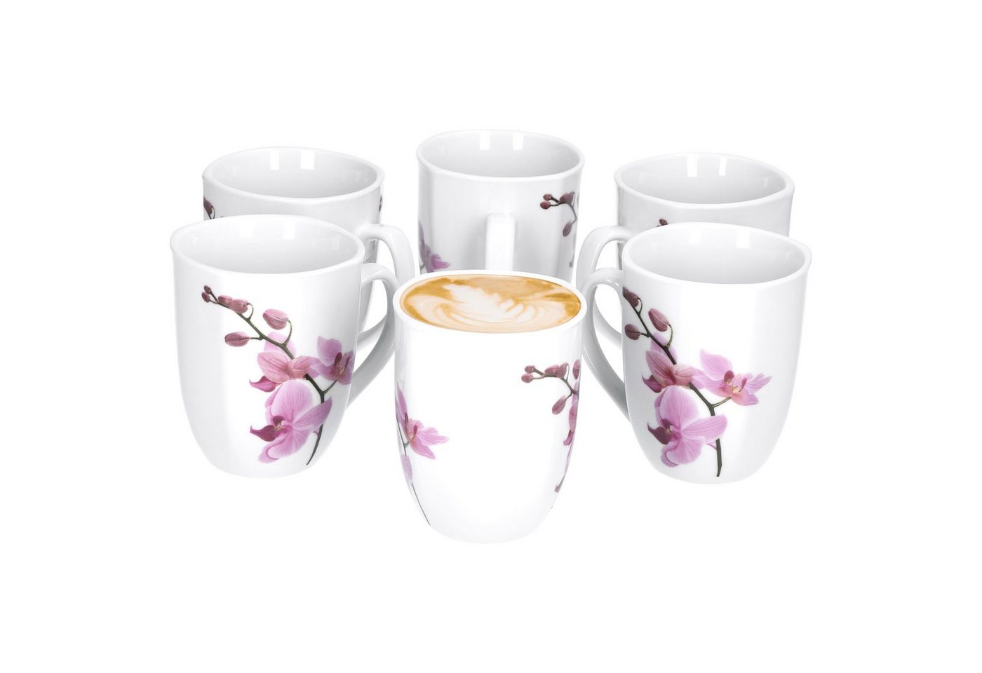 van Well Becher 6er Set Kaffeebecher Kyoto Orchidee 33cl, Porzellan van Well Becher 6er Set Kaffeebecher Kyoto Orchidee 33cl, Porzellan von van Well