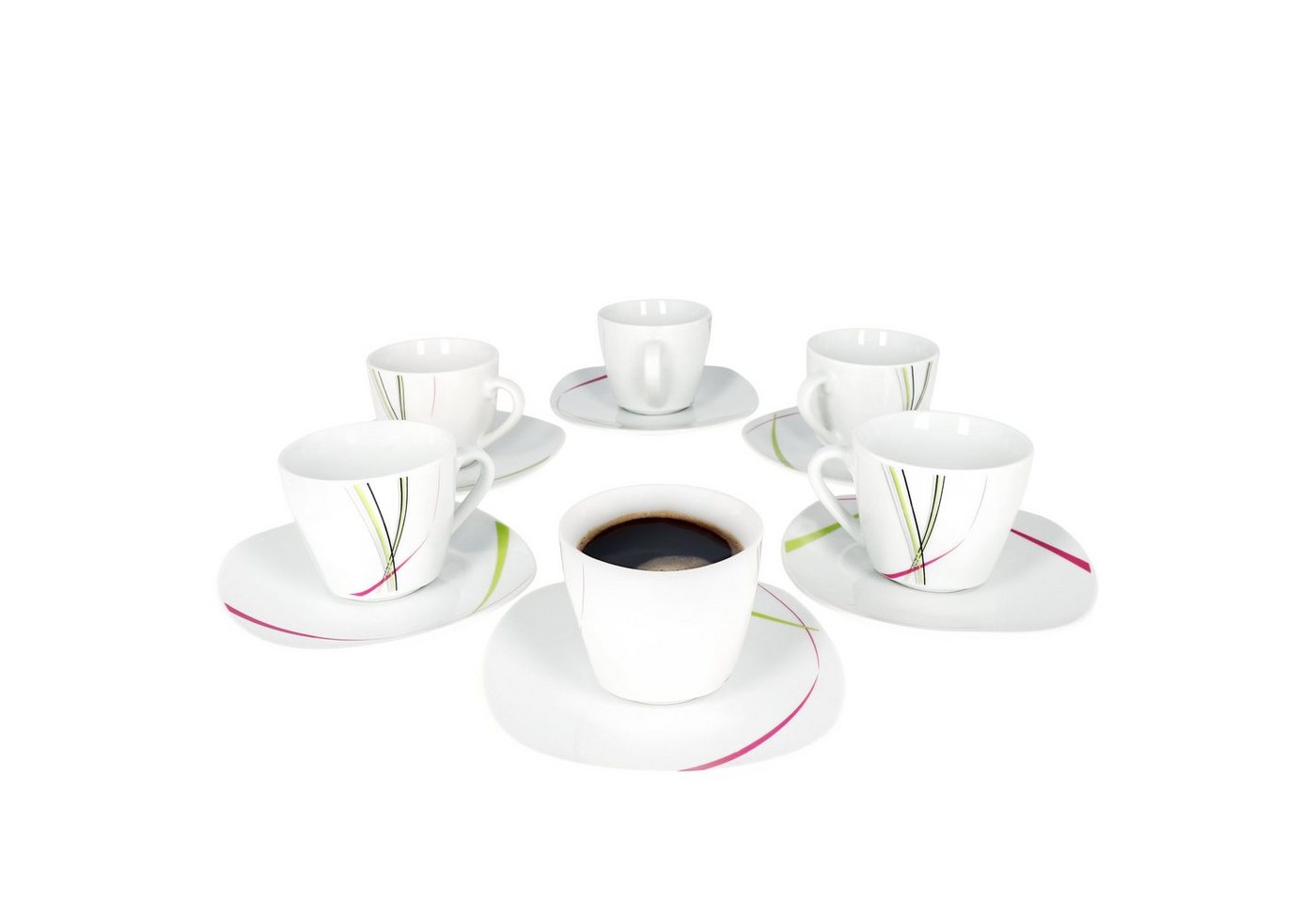 van Well Tasse 6er Set Kaffeetasse 20cl mit Untertasse 14,5cm Fashion, Porzellan van Well Tasse 6er Set Kaffeetasse 20cl mit Untertasse 14,5cm Fashion, Porzellan von van Well
