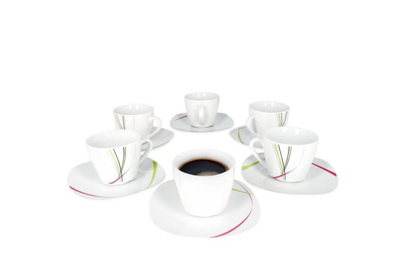 van Well Tasse 6er Set Kaffeetasse 20cl mit Untertasse 14,5cm Fashion, Porzellan von van Well