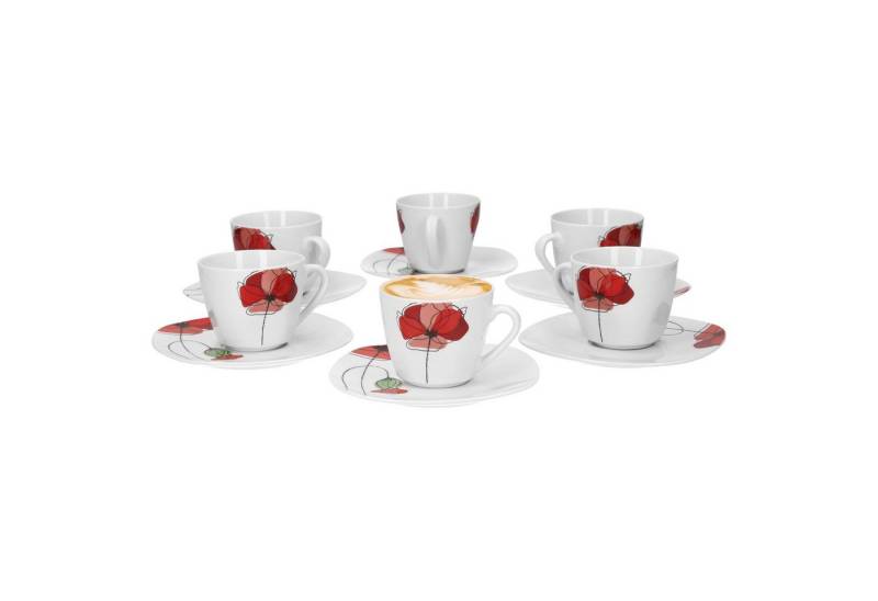 van Well Tasse 6er Set Kaffeetasse mit Kaffeeuntertasse Monika, Porzellan von van Well
