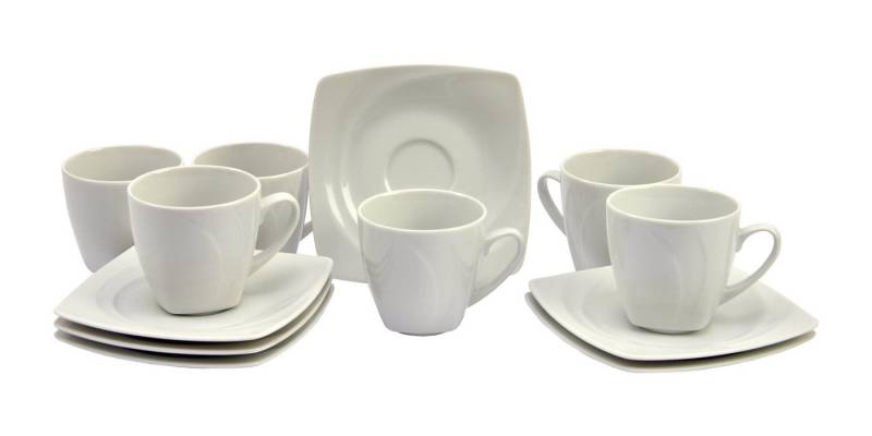 van Well Tasse 6er Set Kaffeetasse mit Untertasse Celebration, Porzellan von van Well