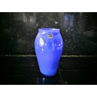 Vintage Blaue Boho Kristall Vase Made in Czech Republic von vanDykeAntiques