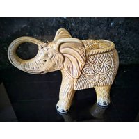 Vintage Große Keramik Elefant Statue Figur von vanDykeAntiques