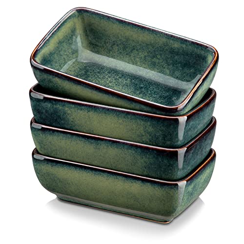 Dipschälchen Steinzeug, vancasso STERN 4 teilige rechteckige Soßenschälchen, Snack Vorspeise Schalen Set, Dessert kleine Servierschalen von vancasso