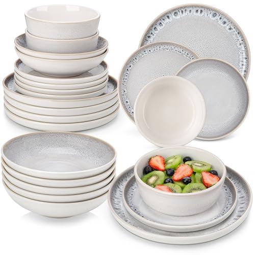 Geschirrset 6 Personen, vancasso SNOW Steingut Geschirr set 24tlg für 6 Personen, Tafelservice mit Teller set, Suppenteller, Schalen & Salattellern, Spülmaschinenfest, Mikrowellengeeignet Geschirrset 6 Personen, vancasso SNOW Steingut Geschirr set 24tlg für 6 Personen, Tafelservice mit Teller set, Suppenteller, Schalen & Salattellern, Spülmaschinenfest, Mikrowellengeeignet von vancasso