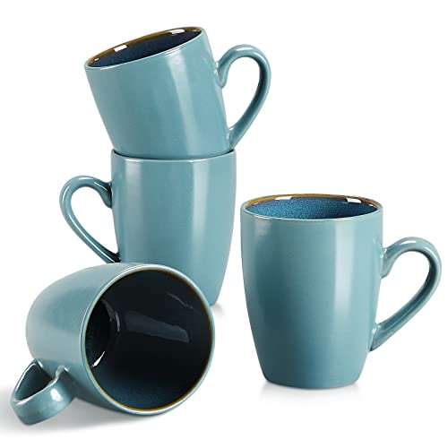 Kaffeetassen Steingut, vancasso BUBBLE 4-teiliges Tassen Set, 380ml Kaffeebecher mit Henkel von vancasso