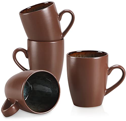 Kaffeetassen Steingut, vancasso BUBBLE 4-teiliges Tassen Set, 380ml Kaffeebecher mit Henkel von vancasso